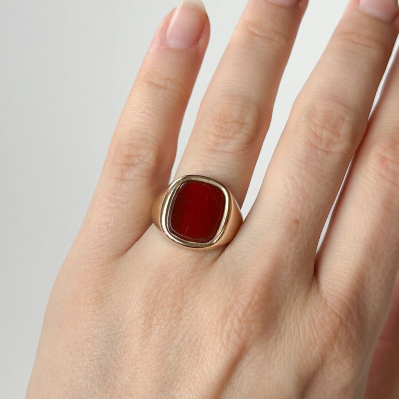 Carnelian Cushion Signet Ring