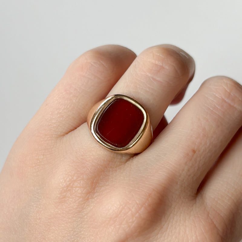 Carnelian Cushion Signet Ring