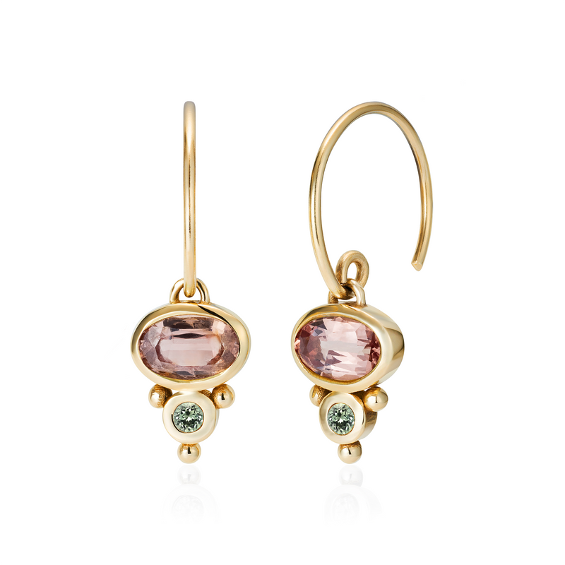 Florence Hoop Earrings - Peach Spinel