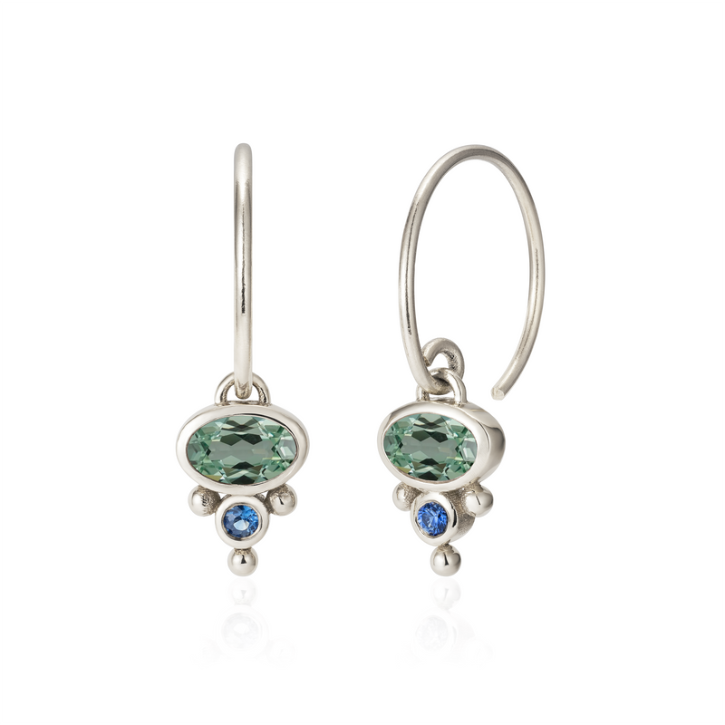 Petite Florence Hoop Earrings - Green Tourmaline