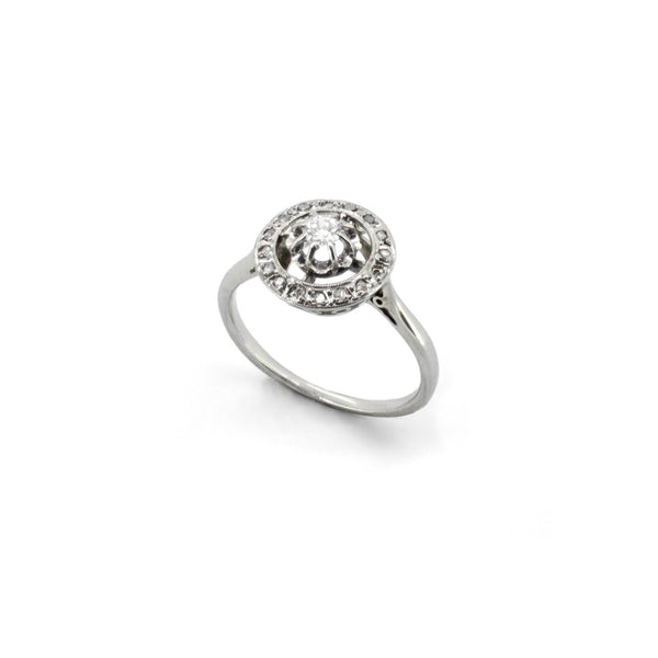 French Deco Halo Ring