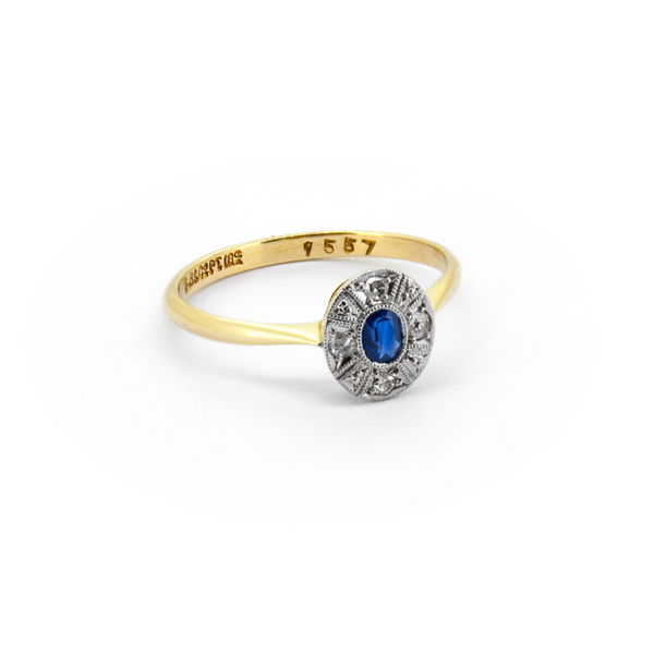 Deco Sapphire Cluster Ring