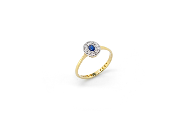 Deco Sapphire Cluster Ring