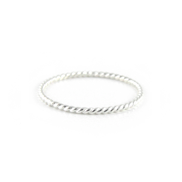 Silver Rope Skinny Stacking Ring