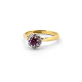 Deco Ruby Diamond Halo Ring